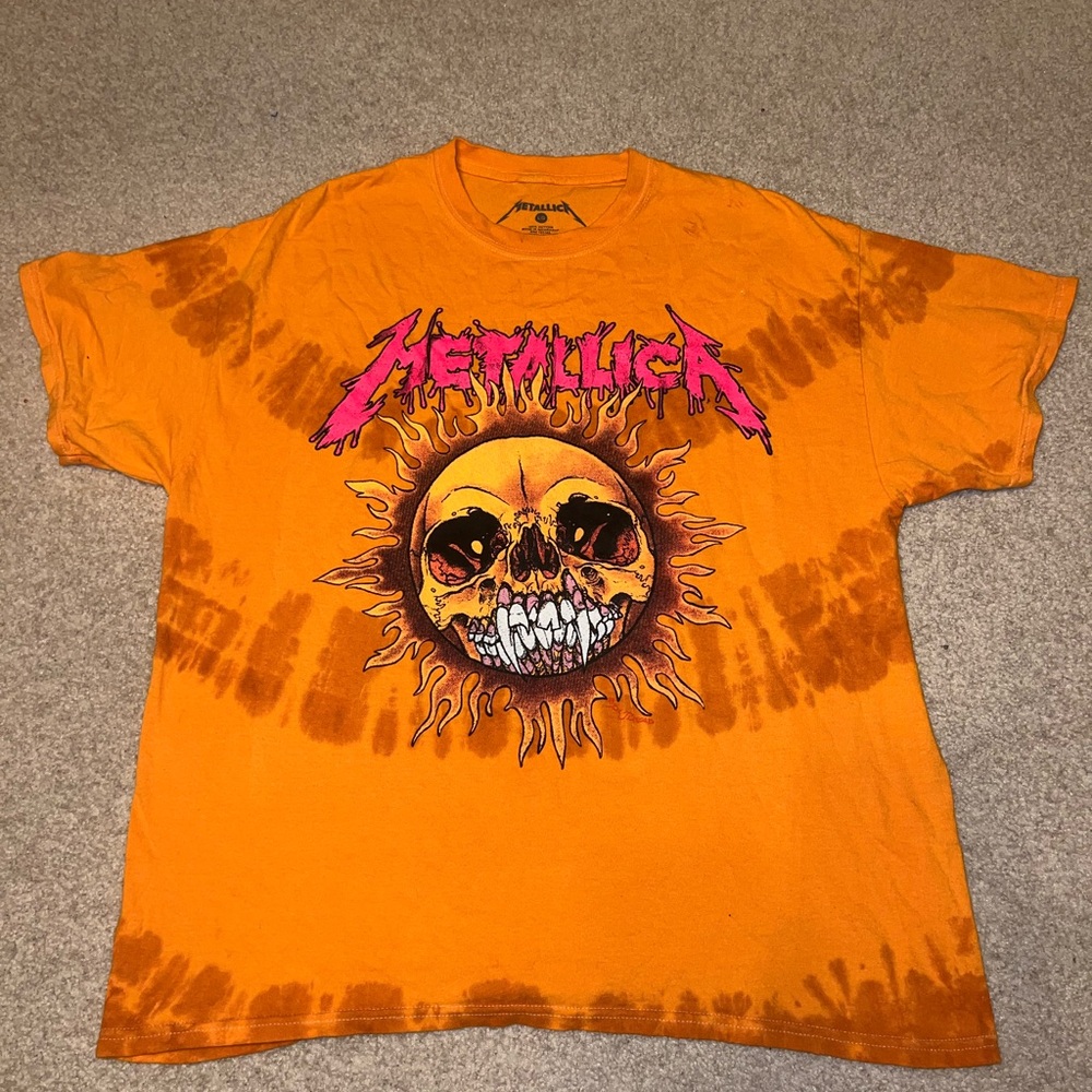 Orange Tie Die Metallica Large T-Shirt